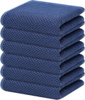 Homaxy 100% Cotton Waffle Weave Kitchen Dish Towels 6-Pack, Navy Blue | 13 x 28 Inches, Ultra Soft Absorbent Dish Towels, Quick Drying Cleaning Towels
