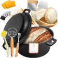 Cast Iron Dutch Oven for Bread Baking, 5 QT Pre-Seasoned Pot with Skillet Lid, Includes Sourdough Bread Baking Supplies, Cast Iron Pot for Frying, Braising, BBQ