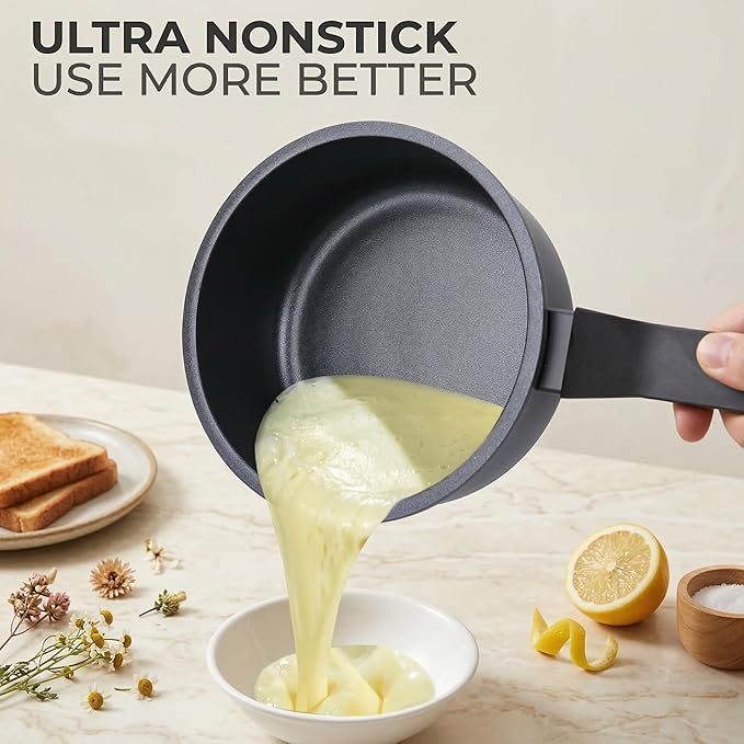 Nonstick Sauce Pan with Lid,1.5QT small pot, PFOA Free,Kitchen Pots Induction Pot,Blue