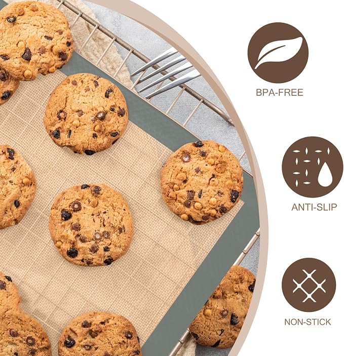 Koolstuffs Silicone Baking Mat, Nonstick and Reusable, 3 Pack | Easy Cleanup, Half- and Quarter-Sheet Sizes for Cookies, Bread, Pastries, Roasted Vegetables