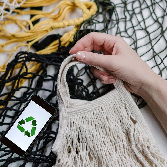 YOYI YOYI Reusable Produce Bags Cotton Mesh Grocery Bags,Washable Portable Vegetable Bag, 100% Cotton Mesh String Organizer Shopping Bag Handle Net Tote | 100% natural cotton mesh, washable and reusable — lightweight and portable for grocery shopping a...