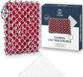 316L Cast Iron Scrubber Chainmail - Chain Mail Scrubber for Skillet, Pan | Cast Iron Cleaner Scrubber and Bamboo Cloth Set - Stainless Steel Chainmail Scrubber for Dutch Oven - Essential Accessory