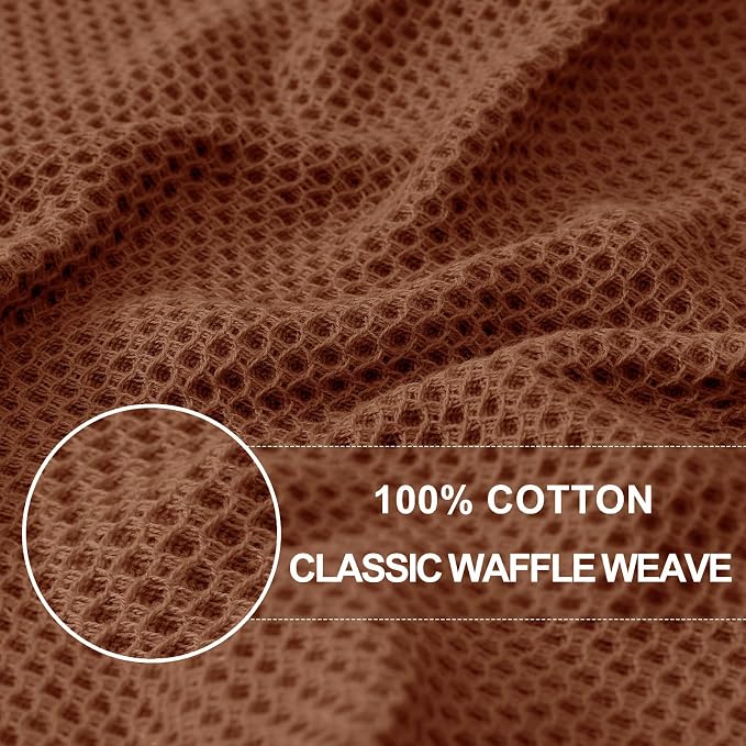 Homaxy 100% Cotton Waffle Weave Kitchen Dish Cloths 6-Pack, Caramel | 12 x 12 Inches, Ultra Soft Absorbent Dish Towels, Quick Drying Dish Rags with Hanging Loop