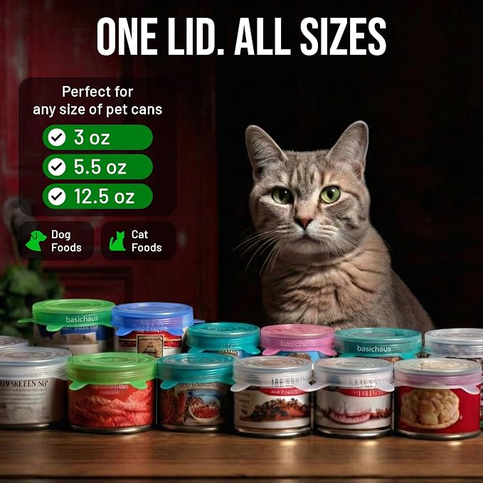 Reusable Silicone Can Lids – 2.6 Inch Can Covers for Dog & Cat Food – Universal Fit - Airtight Stretch Lids for Pet Food Cans, BPA-Free, Dishwasher Safe – 10 Pack
