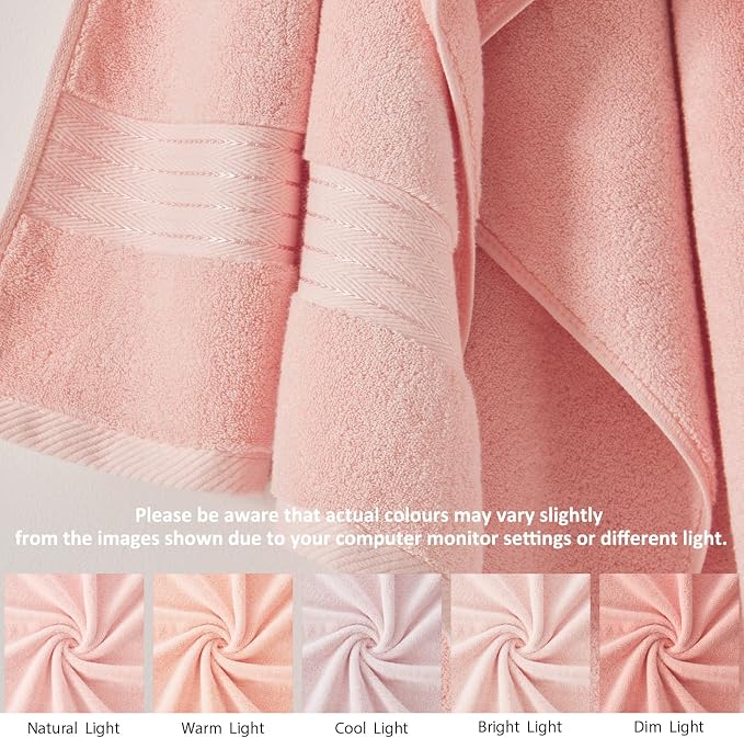 COZYART Luxury Bath Towel Set 6 Pcs, Soft Pink 100% Turkish Cotton 650 GSM | OEKO-Tex 100 Certified Zero Twist Ring Spun, Soft Absorbent Quick Dry, Plush Fluffy, Breathable Hotel Quality for Daily Use