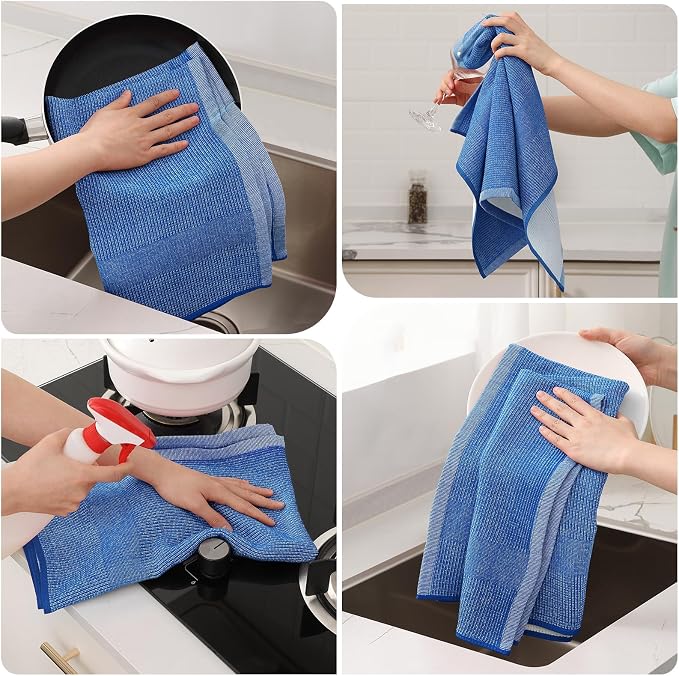 Mordimy Premium Large Cotton Kitchen Towels (18"x 28", 3 Pack), Blueberry | 100% Ring Spun Cotton, Super Absorbent, 380 GSM, Flat & Terry, Soft, Hanging Loop Dish Towels
