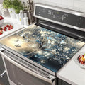 HOMETITUTE Silver Butterfly Tree Stove Top Cover 28x20 Diatomite Decor Mat
