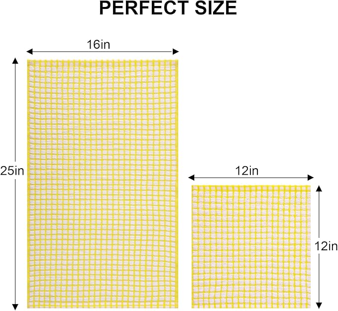 Kitinjoy Cotton 16 Pack Kitchen Towels and Dishcloths Sets, Yellow | 16 x 25 Inch & 12 X 12 Inch Dish Towels Bulk, Super Soft and Absorbent hand towels for kitchen Drying