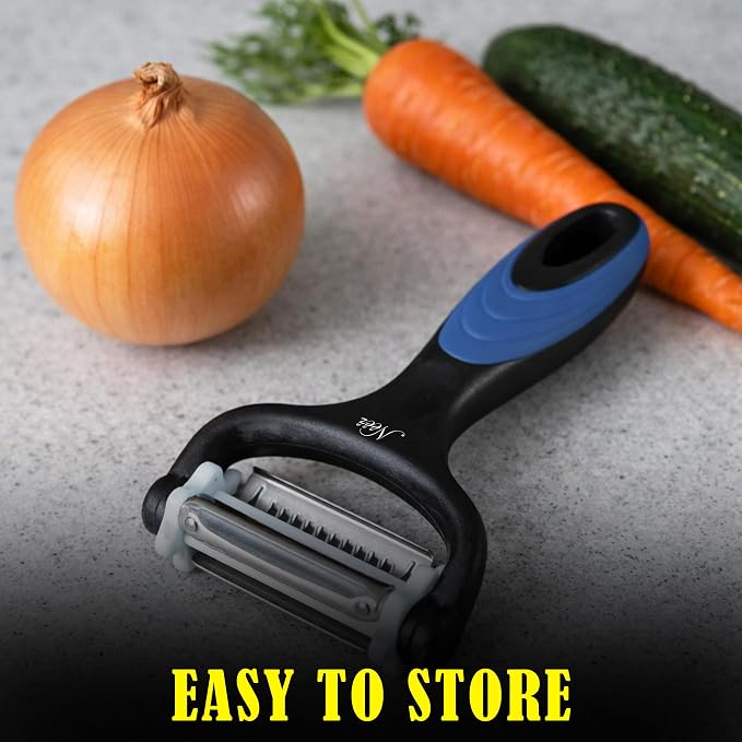 Neez Julienne Peeler Vegetable Peeler Multifunctional Potato Cabbage Fruit Cucumber Carrot Peeler Julienne Shredder Tool Kitchen Multi-Function Stainless Steel Peeler Slicer Knife Julienne Set 3 In 1