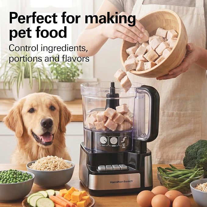 Hamilton Beach 12 Cup Stack & Snap Food Processor and Vegetable Chopper | BPA Free | Stainless Steel Blades | 2-Speed 450 Watt Motor |Easy Stacking Assembly | Black | 70725A