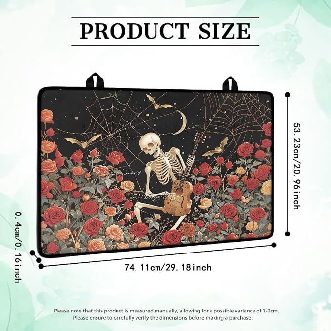 Halloween Skeleton Rose Cover for Electric Stove, Induction Cooktop Protector, Non-slip Dust-proof Dish Drying Mat, Portable tove Guard Protector, Heat Resistant Insulation Pad
