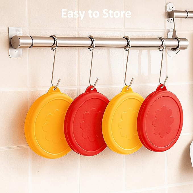 2 Cup Round Silicone Storage Cover Lids Replacement for Anchor Hocking and Pyrex 7200-PC Glass Bowls (Container not Included) (Red & Orange) 4 Pack