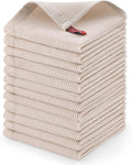 Homaxy 100% Cotton Waffle Weave Dish Cloths, 12 Pack, Beige | Soft and Absorbent Dish Towels, 12 x 12 Inches Quick Dry Dish Rags
