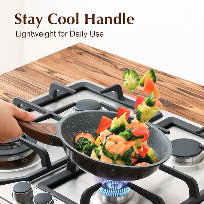 SENSARTE Nonstick Frying Pan Skillet with Lid, Omelet Pan with Cover, Healthy Egg Pan Chef's Pan, Kitchen Cooking Pan, PFOA Free (8inch + Glass Lid) | Omelette Pan with Cover, Healthy Egg Pan Skillet Kitchen Cooking Pan, PFOA/PFOS Free