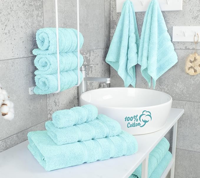 American Soft Linen 100% Cotton Luxury Turkish Towels, 6 Piece Towel Set | Soft Absorbent Quick Dry OEKO Tex Standard 100 Certificated Durable Machine Washable Premium Hotel Quality