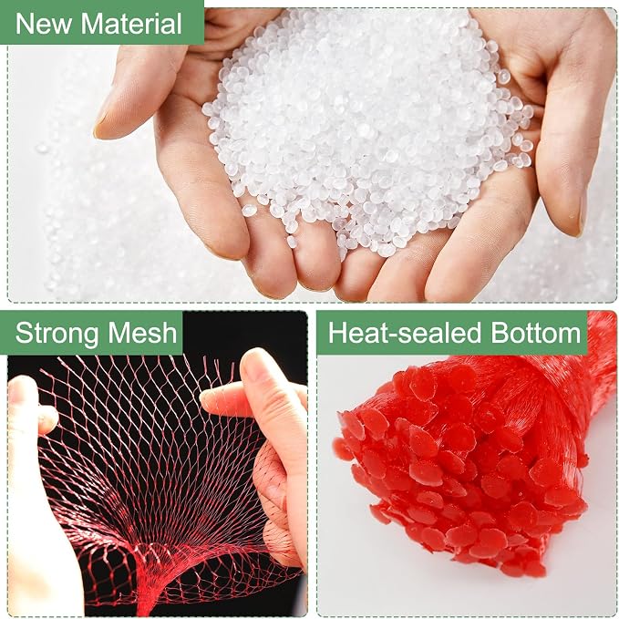 100Pcs Reusable Produce Plastic Mesh Bag,20 Inch Seafood Boil Bags，Kitchen Organizer Produce Packaging Supplies Net，Vegetable and Fruit Seafood Plastic Mesh Strap Storage Bag