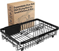 Dish Drying Rack Over The Sink with Utensil Holder | Expandable Stainless Steel Dish Drainer for Small Kitchen, Apartment, RV, Counter Space Saving, Perfect Fit, Rustproof