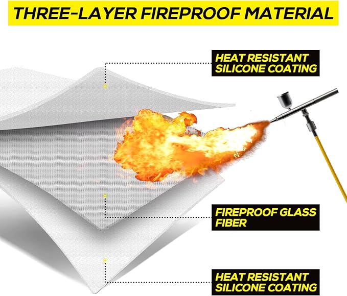 PAWBOSE Heat Resistant Mats for Countertops 16x24 Inch - 2PCS Fireproof Air Fryer Mat, Hot Pad for Ninja, COSORI, Cuisinart, Toaster, Oven & Small Kitchen Appliances - White