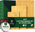 ROYAL CRAFT WOOD Wooden Cutting Boards for Kitchen Meal Prep & Serving - Bamboo Wood Serving Board Set with Deep Juice Groove Side Handles - Charcuterie & Chopping Butcher Block for Meat