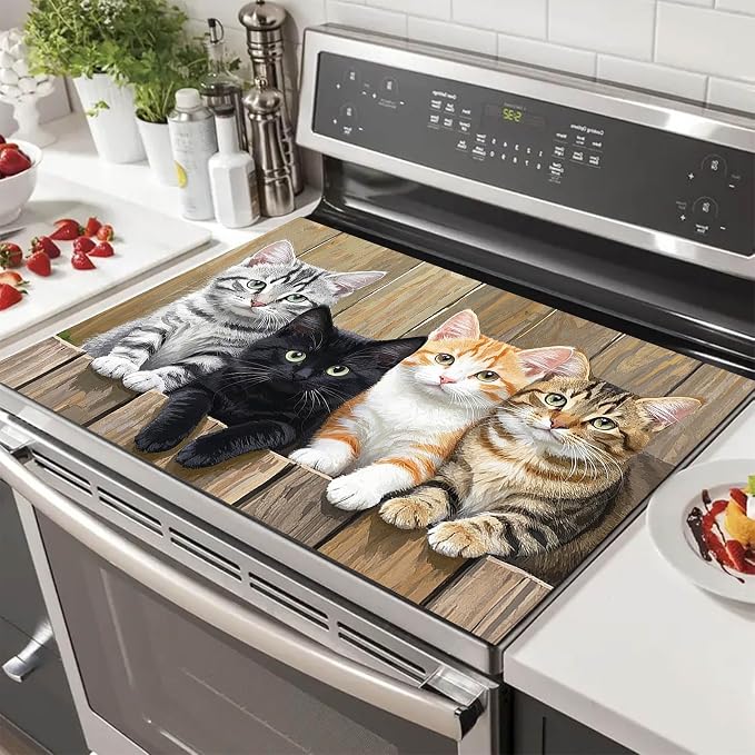 HOMETITUTE Stove Top Cover 28x20 Cute Cat Pet Diatomite Heat Resistant Mat