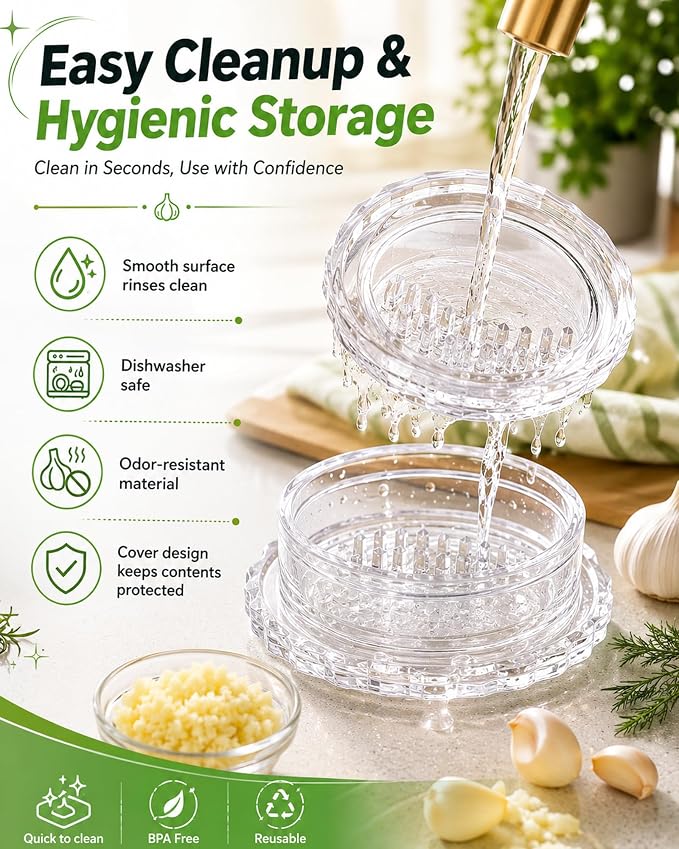 Clear Manual Garlic Twister and Ginger Mincer Tool,Multi Functional Garlic Mincer Grinder,Practical Kitchen Gadget for Mincing Garlic,Ginger,Onion,Nuts & Seasoning Herbs