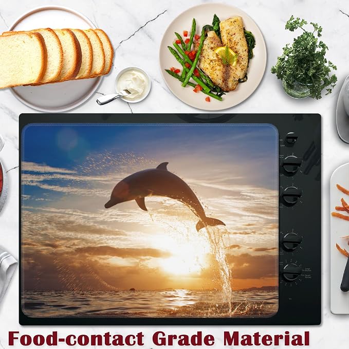 Shark Ocean Stove Top,Ceramic Cover Glass Cooktop Heat Resistant Stove Top Covers Mat Prevents Scratching Stoves/Counter/Washer Protector,28x20 in
