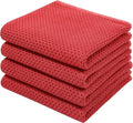 Homaxy 100% Cotton Waffle Weave Kitchen Dish Towels 4-Pack, Brick Red | 13 x 28 Inches, Ultra Soft Absorbent Dish Towels, Quick Drying Cleaning Towels
