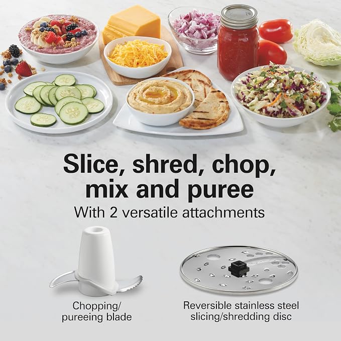 Hamilton Beach 10 Cup Food Processor & Vegetable Chopper | For Slicing, Shredding, Mincing, and Puree | Easy Clean Bowl Scraper Attachment | White and Stainless Steel | 70733J