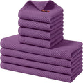 Homaxy 8 Pack 100% Cotton Kitchen Towels and Dishcloths Set, Purple | 12 x 12 Inches and 13 x 28 Inches Kitchen Towels Set, Ultra Soft Absorbent Dish Cloths for Washing Dishes