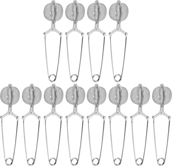 Tea Strainers for Loose Tea, 12 Pack Tea Infuser with Handle Fine Mesh Tea Ball Filter Tea Diffusers Steeper for Loose Leaf Tea, Spices, Seasonings