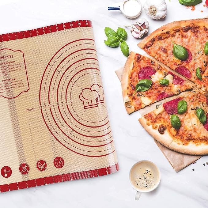 DANIA & DEAN Silicone Baking Mat, 28x20 Large Pastry Mat with Measurements | 2026 Upgraded Extra Thick Non-Slip Reusable Counter Mat for Sourdough Bread Pie Crust Pizza Dough Rolling Kneading