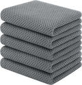 Homaxy 100% Cotton Waffle Weave Kitchen Towels, 5-Pack, Grey | 13 x 28 Inches, Ultra Soft Absorbent Dish Towels, Quick Drying Cleaning Towels