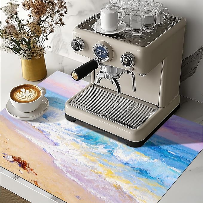 HOMETITUTE Summer Stove Top Covers for Electric Stove 28x20 Inches Ocean Wave Beach Heat Resistant Glass Cooktop Pad Decorative Stovetop Cover for Kitchen Coffee Bar Decor