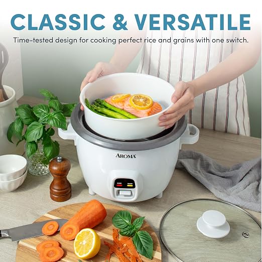 AROMA® 20-Cup (Cooked) One-Touch Rice Cooker and Food Steamer with Auto-Warm | 10 cups uncooked, 20 cups cooked (ARC-390NGP)