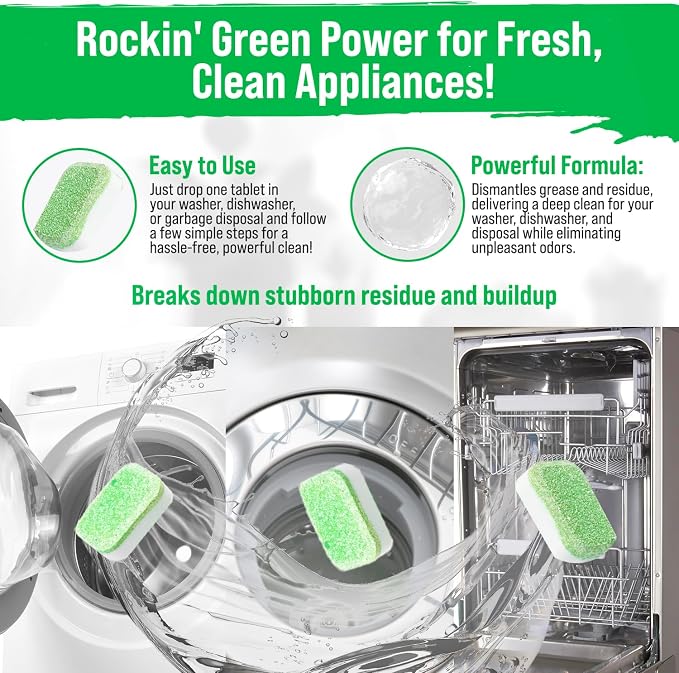 Rockin' Green Multi-Purpose Cleaner Citrus Lime 24 Pk | Deep Cleaning, Deodorizing, for Dishwashers Washing Machines Garbage Disposals, Removes Odor and Residue