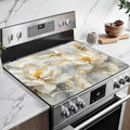 Magnolia flower Stove Top Covers for Electric Stove,Gold Marble Electric Gas Stove Pad Heat Resistant Range Cooktop Protector for Home Decor Kitchen 28"x20"