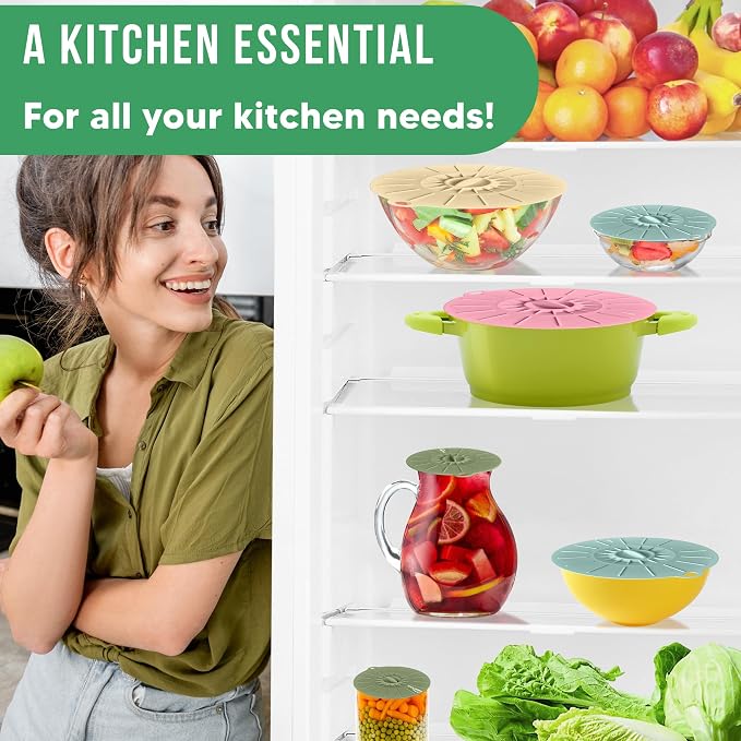 Microwave Cover Silicone Lids - Set of 11 Pieces - Suction Covers for Pots, Pans, Bowls, Cups, Skillets - Splatter Protection - Easy Food Storage - BPA Free