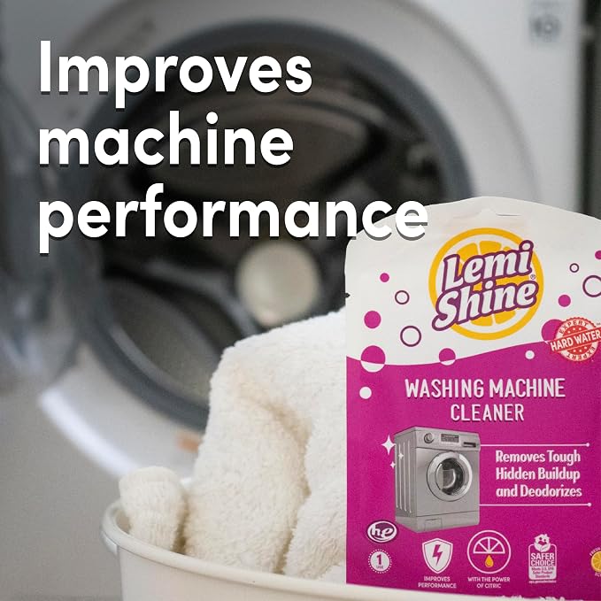 Lemi Shine Washing Machine Cleaner, Restore Performance, Biodegradable Ingredients (1 Count) | Hard Water Citric Acid Cleaning Powder - Made with Biodegradable Ingredients