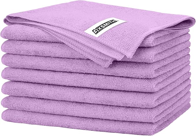 Purple Microfiber Cleaning Cloth -Pack of 8, Highly Absorbent Cleaning Rags, 16"X12" All Purpose Cleaning Towels for Housekeeping, Kitchen, Car, Lint Free and Reusable Microfiber Towels