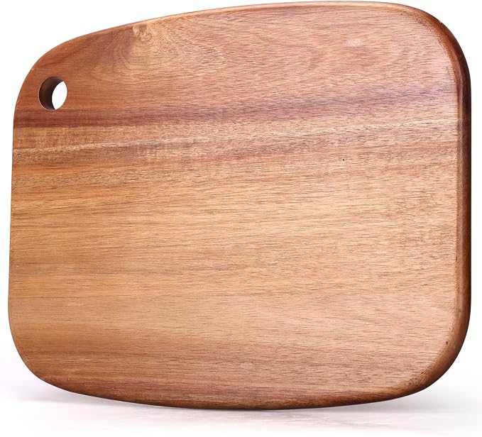 Large Acacia Wood Cutting Boards for Kitchen with Hanging | Big Wooden Cutting Board for Vegetables, Bread, Steak, Meat, Cheese, Charcuterie - BPA Free, 14" x 11"