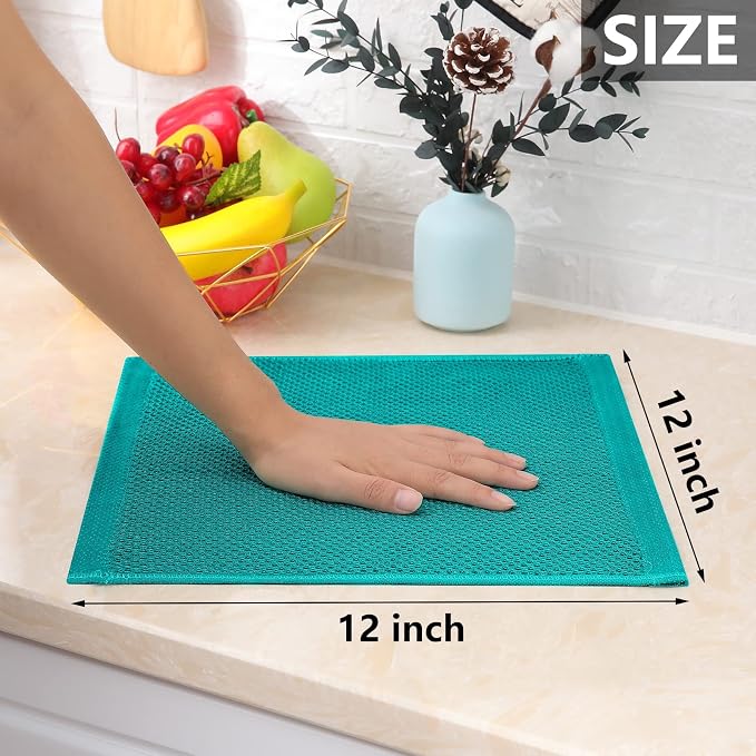 Homaxy 100% Cotton Waffle Weave Kitchen Dish Cloths 24-Pack, Teal | 12 x 12 Inches, Ultra Soft Absorbent Dish Towels, Quick Drying Dish Rags with Hanging Loop