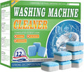 Washing Machine Cleaner Tablets 12 Pack - Deep Cleaning Tablets | for HE Front & Top Load Washers, Septic Safe, Eco-Friendly, Removes Residue & Odors