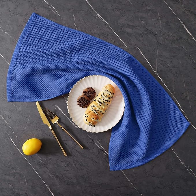 Homaxy 8 Pack 100% Cotton Kitchen Towels and Dishcloths Set, Blueberry | 12 x 12 Inches and 13 x 28 Inches Kitchen Towels Set, Ultra Soft Absorbent Dish Cloths for Washing Dishes