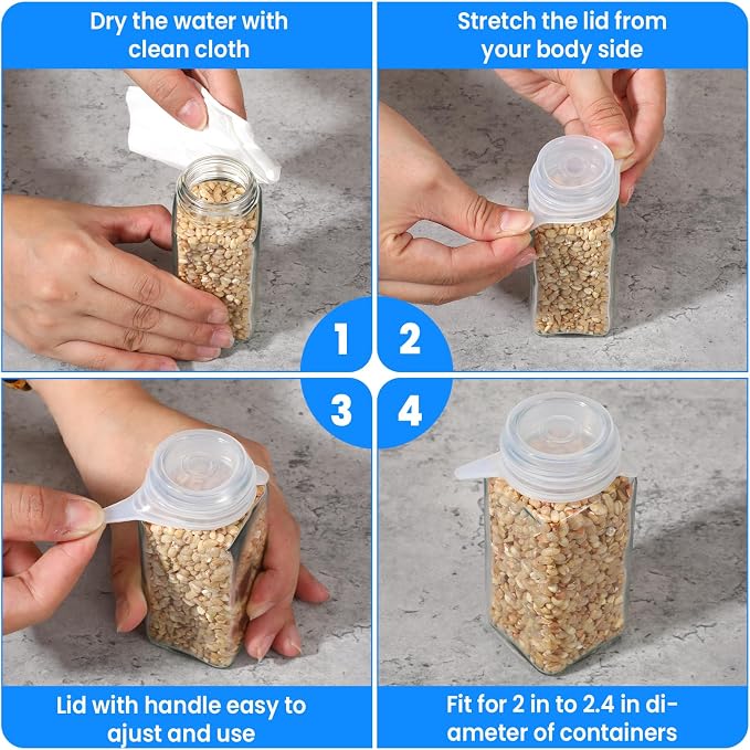 8 Pack 1.6 Inch Silicone Stretch Lids Small Mouth Sealed Can Covers | for Food Storage, Toppers, Mason Jar Lid, Elastic Bottle Bowls Caps, for Yogurt Jars, Milk Bottles, Dishwasher Freezer Safe