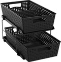 Simple Houseware 2 Tier Pull-Out Sliding Drawer Under Sink Storage, Black | Great for Kitchen Bathroom Tray Shelf Organizer