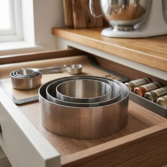 Large Round Cake Ring Set-4/6/8 Inch Biscuit Cutter Stainless Steel Circle Pancake Mold English Muffin Ring