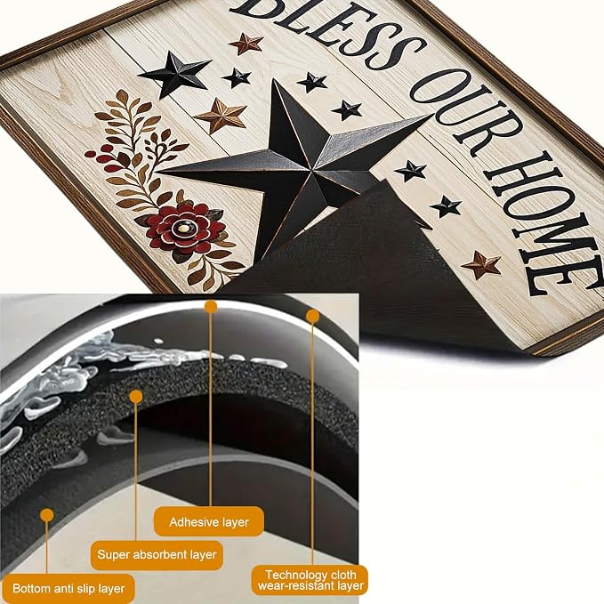 HOMETITUTE Stove Top Cover 28x20 Bless Our Home Star Heat Resistant Mat