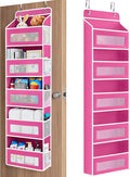 JARLINK Over the Door Organizer for Bedroom, Bathroom, 5 Shelf Rose Pink | Anti-Tilt Design, 44 lb Load Capacity, Hanging Door Organizer with 5 Large Capacity Pockets, Behind Door Storage for Nursery