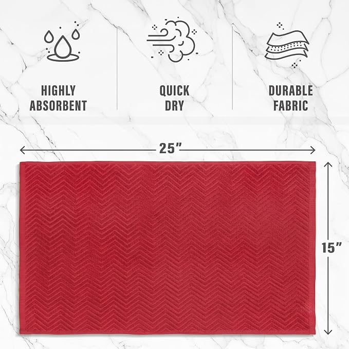 100% Cotton Kitchen Towels 15x25 in, Red Set (Pack of 4)