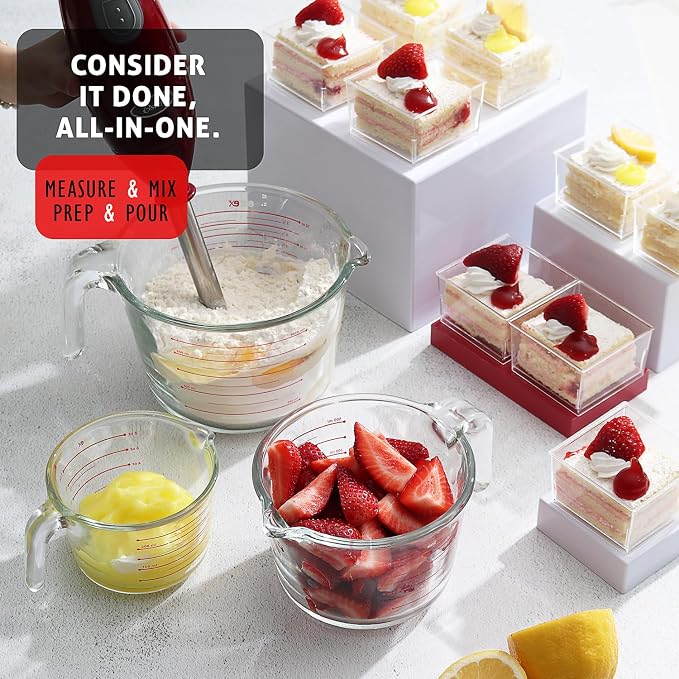 Eatex Glass Measuring Cups Set of 6 - Liquid Measuring Cups, Glass Measuring Cup Set - 1,2,4 Cup Measuring Cup - Dishwasher Oven, Microwave Safe Measure Cups